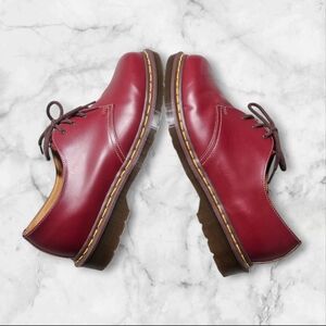 Dr. Martens Burgundy Oxford Dress Shoes with Smooth Leather and Light Brown Sole